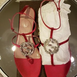 Gucci Crystal Sandals Pink